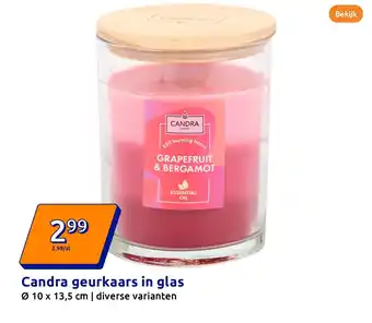 Action Candra geurkaars in glas aanbieding