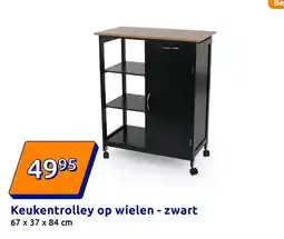 Action Keukentrolley op wielen zwart aanbieding