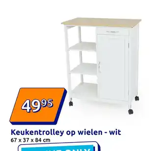 Action Keukentrolley op wielen wit aanbieding
