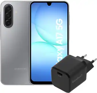Coolblue Samsung Galaxy A17 128GB Grijs 5G + BlueBuilt Oplader met Usb C Poort 30W Zwart aanbieding