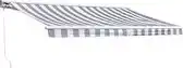 Praxis HAPPY GARDEN - SAULE luifel 3.95 × 3m met half luifel - Wit/grijs gestreept doek en witte structuur aanbieding