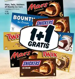Poiesz Mars, Twix, Snickers of Bounty ice bars aanbieding