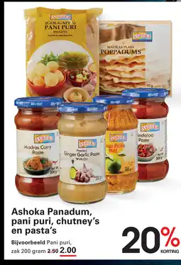 Sligro Ashoka Panadum, pani puri, chutney's en pasta's aanbieding