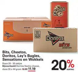 Sligro Bits, Cheetos, Doritos, Lay's Bugles, Sensations en Wokkels aanbieding