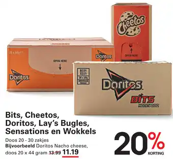 Sligro Bits, Cheetos, Doritos, Lay's Bugles, Sensations en Wokkels aanbieding