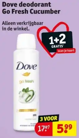 Kruidvat Dove deodorant Go Fresh Cucumber aanbieding