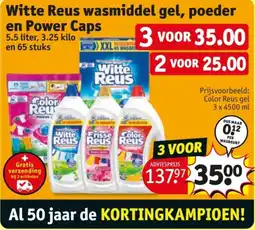 Kruidvat Witte Reus wasmiddel gel, poeder en Power Caps aanbieding