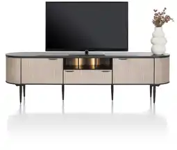 Xooon Aramon, lowboard 210 cm. - 2-deuren + 1-lade + 1-niche (+ LED) aanbieding