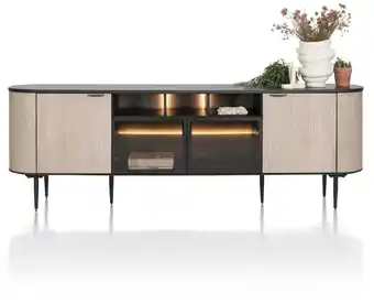 Xooon Aramon, dressoir 240 cm. - 2-deuren + 2-glasdeuren + 3-niches (+ LED) aanbieding