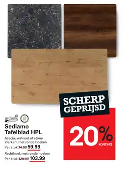Sligro Sediamo Tafelblad HPL aanbieding