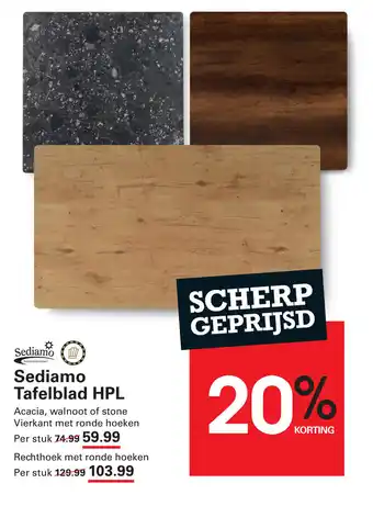 Sligro Sediamo Tafelblad HPL aanbieding