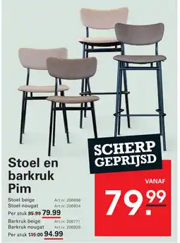 Sligro Stoel en barkruk Pim aanbieding