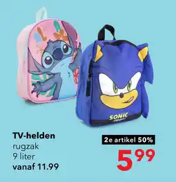 Scapino TV helden rugzak aanbieding
