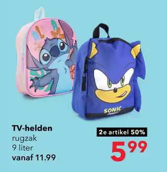 Scapino TV helden rugzak aanbieding