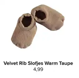 Baby-Dump Velvet Rib Slofjes Warm Taupe aanbieding