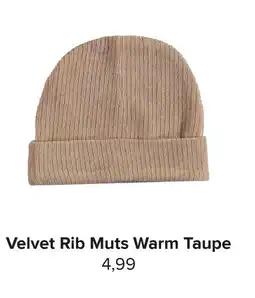 Baby-Dump Velvet Rib Muts Warm Taupe aanbieding