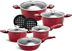 Bol.com Edënbërg Red Line -12-delige Luxe Pannenset van Gesmeed Aluminium - Rood/Metallic aanbieding