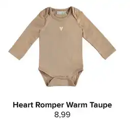 Baby-Dump Heart Romper Warm Taupe aanbieding