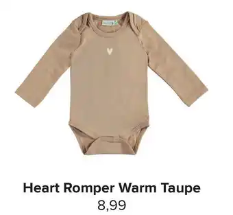 Baby-Dump Heart Romper Warm Taupe aanbieding