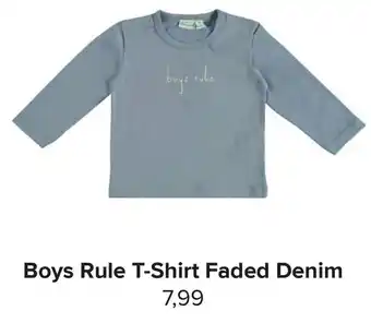 Baby-Dump Boys Rule T-Shirt Faded Denim aanbieding