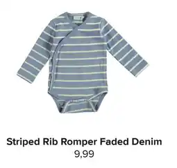 Baby-Dump Striped Rib Romper Faded Denim aanbieding