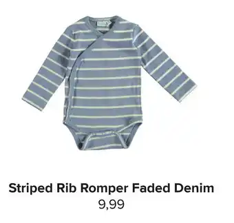 Baby-Dump Striped Rib Romper Faded Denim aanbieding