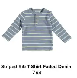 Baby-Dump Striped Rib T-Shirt Faded Denim aanbieding