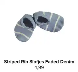 Baby-Dump Striped Rib Slofjes Faded Denim aanbieding