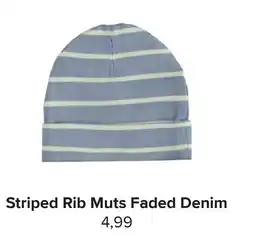 Baby-Dump Striped Rib Muts Faded Denim aanbieding