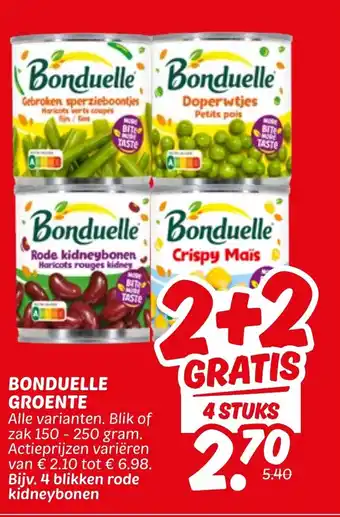 Dekamarkt Bonduelle groente aanbieding