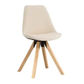 Leen Bakker Eetkamerstoel Senja - bouclé - off-white - naturel hout aanbieding
