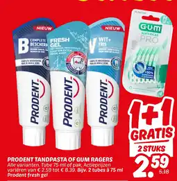 Dekamarkt Prodent tandpasta of gum ragers aanbieding
