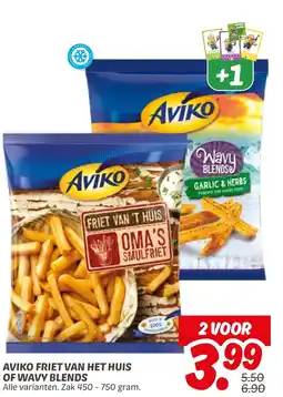 Dekamarkt Aviko friet van het huis of wavy blends aanbieding