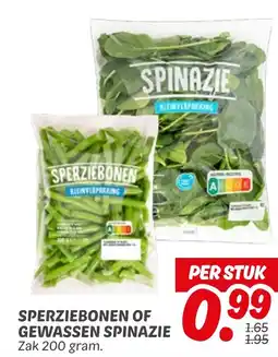 Dekamarkt Sperziebonen of gewassen spinazie aanbieding