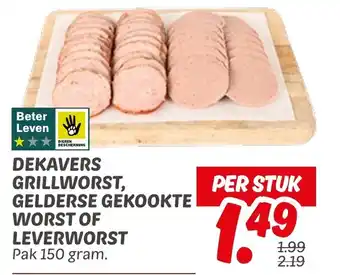 Dekamarkt Dekavers grillworst, gelderse gekookte worst of leverworst aanbieding