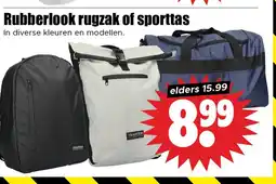 Dirk Rubberlook rugzak of sporttas aanbieding