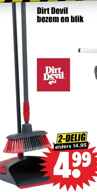 Dirk Dirt Devil bezem en blik aanbieding