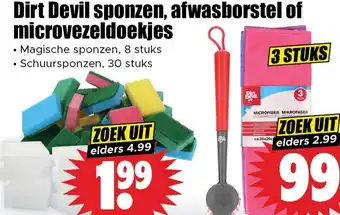 Dirk Dirt Devil sponzen, afwasborstel of microvezeldoekjes aanbieding
