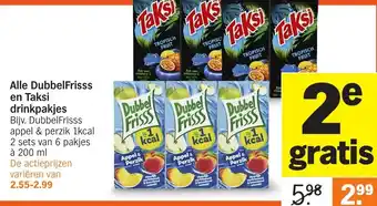 Albert Heijn Alle DubbelFrisss en Taksi drinkpakjes aanbieding