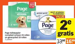 Albert Heijn Page toiletpapier compleet schoon 24 rollen en gerecycled 18 rollen 2 pakken aanbieding