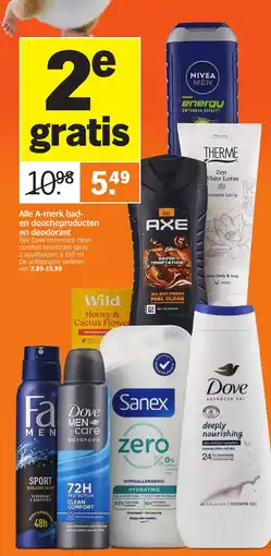 Albert Heijn Alle A-merk bad en doucheproducten en deodorant aanbieding