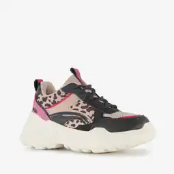 Scapino Blue Box meisjes dad sneakers met panterprint details beige zwart aanbieding