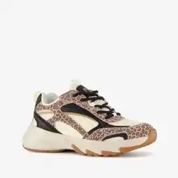 Scapino Blue Box meisjes sneakers met panterprint details bruin beige aanbieding