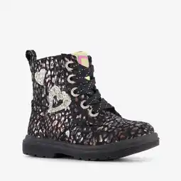 Scapino Blue Box meisjes veterboots met glitters en hartjes zwart aanbieding