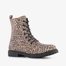 Scapino Blue Box meisjes veterboots met panterprint bruin aanbieding