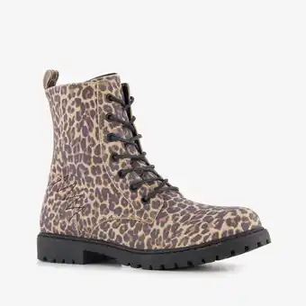 Scapino Blue Box meisjes veterboots met panterprint bruin aanbieding