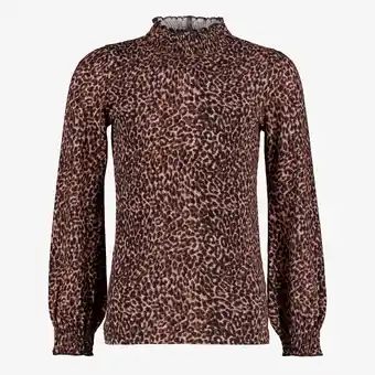 Scapino TwoDay meisjes top met lange mouwen en panterprint bruin aanbieding