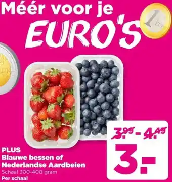 PLUS PLUS Blauwe bessen of Nederlandse Aardbeien aanbieding