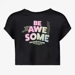 Scapino Osaga cropped meisjes sport T-shirt met opdruk zwart aanbieding