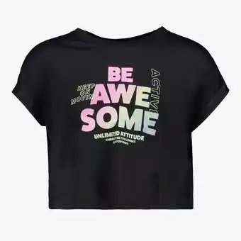 Scapino Osaga cropped meisjes sport T-shirt met opdruk zwart aanbieding